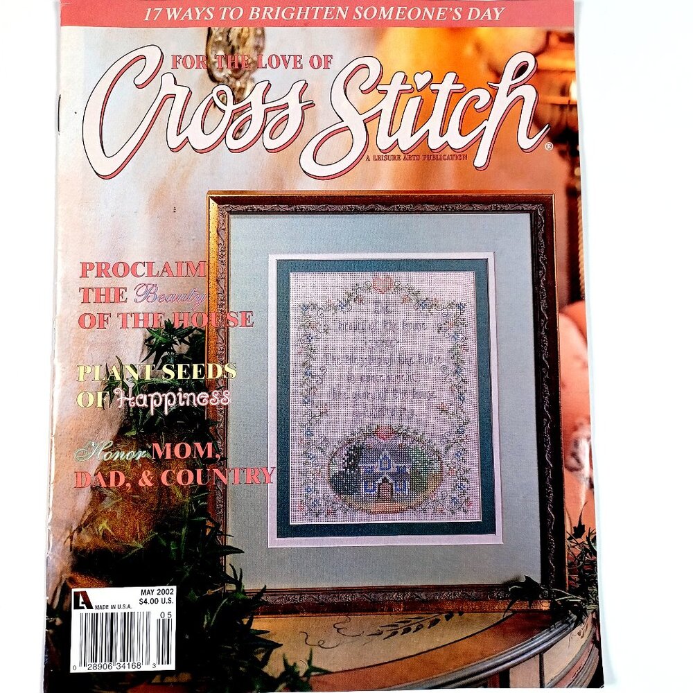 For the Love of Cross Stitch Magazine Leisure Arts 8 Projects 32 Pages May 2002 - Picture 1 of 10